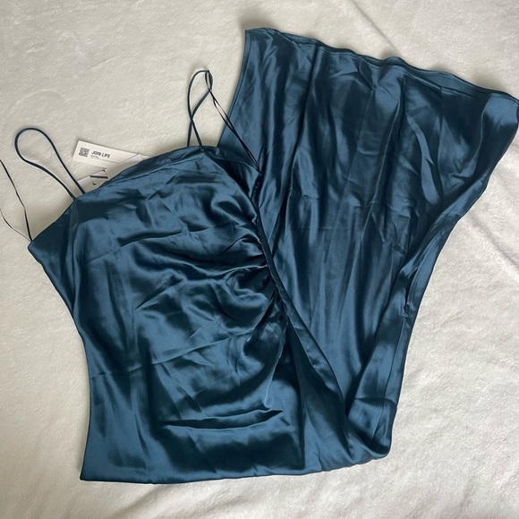Zara Midnight Blue Satin Midi Dress - Picture 11 of 11